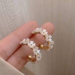 Floral Gold Hoop Earrings